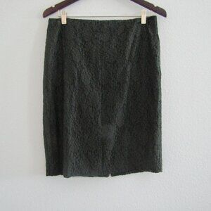 Ann Taylor Pencil Skirt 10 Petite Green Floral Lace Feminine Classic Business
